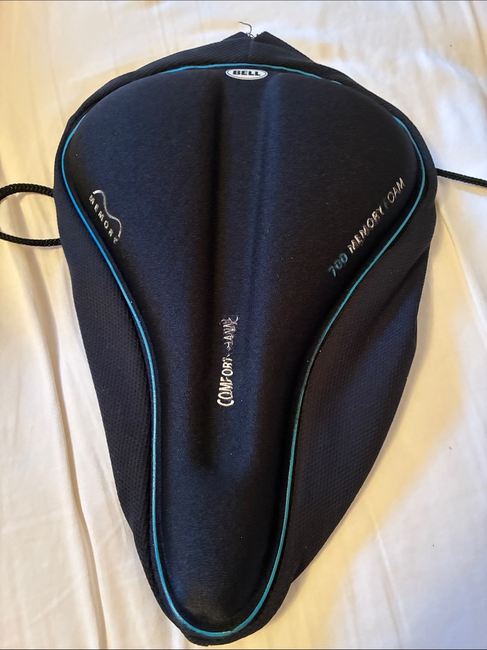 Memory Foam Comfort Bike Seat Cover - Black with Teal Trim